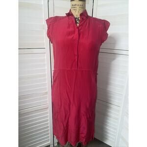 80s Francesca of Damon For Starlington Bright Pink 100% Silk Pencil Dress Sz 8